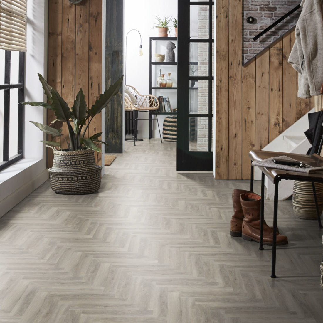 Spigato visgraat Light Grey Dryback
